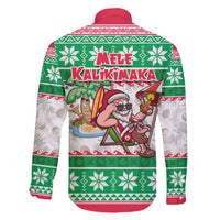 Hawaii Mele Kalikimaka Family Matching Off Shoulder Long Sleeve Dress and Hawaiian Shirt Aloha Santa and Palm Tree Mix Kakau Pattern LT03 - Polynesian Pride