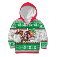 Hawaii Mele Kalikimaka Kid Hoodie Aloha Santa and Palm Tree Mix Kakau Pattern LT03 - Polynesian Pride