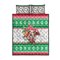 Hawaii Mele Kalikimaka Quilt Bed Set Aloha Santa and Palm Tree Mix Kakau Pattern LT03 Green - Polynesian Pride