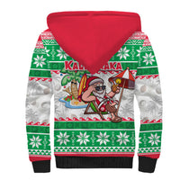 Hawaii Mele Kalikimaka Sherpa Hoodie Aloha Santa and Palm Tree Mix Kakau Pattern LT03 - Polynesian Pride