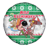 Hawaii Mele Kalikimaka Spare Tire Cover Aloha Santa and Palm Tree Mix Kakau Pattern LT03 - Polynesian Pride