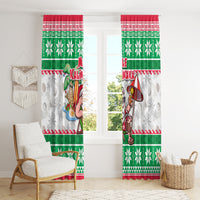 Hawaii Mele Kalikimaka Window Curtain Aloha Santa and Palm Tree Mix Kakau Pattern LT03 - Polynesian Pride