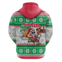 Custom Hawaii Mele Kalikimaka Hoodie Aloha Santa and Palm Tree Mix Kakau Pattern LT03 - Polynesian Pride