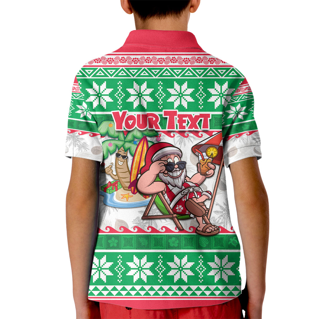 Custom Hawaii Mele Kalikimaka Kid Polo Shirt Aloha Santa and Palm Tree Mix Kakau Pattern LT03 - Polynesian Pride