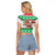 Custom Hawaii Mele Kalikimaka Raglan Cropped T Shirt Aloha Santa and Palm Tree Mix Kakau Pattern LT03 - Polynesian Pride