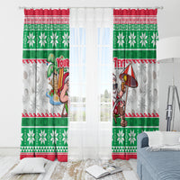Custom Hawaii Mele Kalikimaka Window Curtain Aloha Santa and Palm Tree Mix Kakau Pattern LT03 - Polynesian Pride
