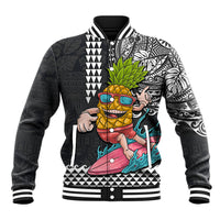 Hawaii Pineapple Surfing With Kakau Tribal Baseball Jacket LT03 Unisex Brown - Polynesian Pride