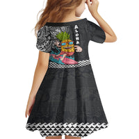 Hawaii Pineapple Surfing With Kakau Tribal Kid Short Sleeve Dress LT03 - Polynesian Pride