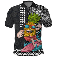 Hawaii Pineapple Surfing With Kakau Tribal Polo Shirt LT03 Brown - Polynesian Pride