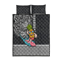 Hawaii Pineapple Surfing With Kakau Tribal Quilt Bed Set LT03 Brown - Polynesian Pride