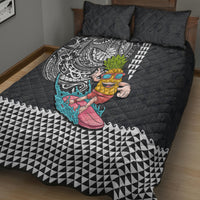 Hawaii Pineapple Surfing With Kakau Tribal Quilt Bed Set LT03 - Polynesian Pride