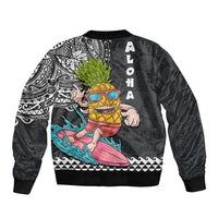 Hawaii Pineapple Surfing With Kakau Tribal Sleeve Zip Bomber Jacket LT03 - Polynesian Pride