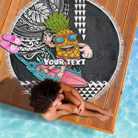 Hawaii Pineapple Surfing Kakau Tribal Personalised Beach Blanket LT03 - Polynesian Pride