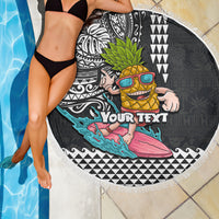 Hawaii Pineapple Surfing Kakau Tribal Personalised Beach Blanket LT03 - Polynesian Pride