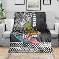 Hawaii Pineapple Surfing Kakau Tribal Personalised Blanket LT03 - Polynesian Pride