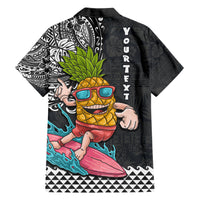 Hawaii Pineapple Surfing Kakau Tribal Personalised Family Matching Short Sleeve Bodycon Dress and Hawaiian Shirt LT03 - Polynesian Pride