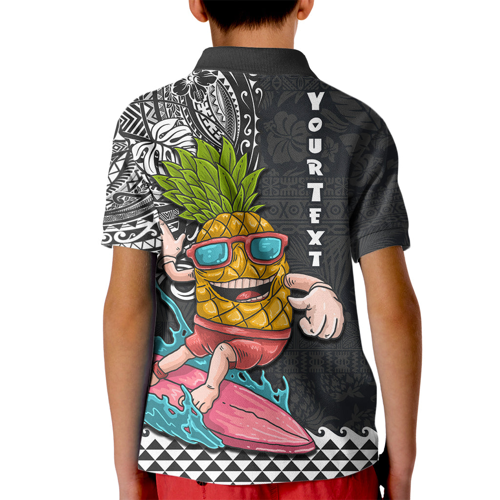 Hawaii Pineapple Surfing Kakau Tribal Personalised Kid Polo Shirt LT03 - Polynesian Pride