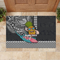 Hawaii Pineapple Surfing Kakau Tribal Personalised Rubber Doormat LT03 - Polynesian Pride