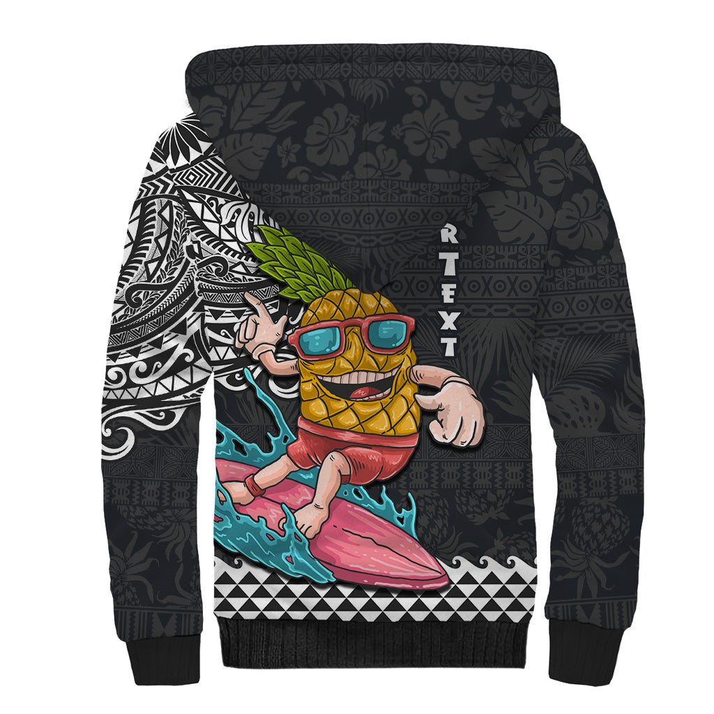 Hawaii Pineapple Surfing Kakau Tribal Personalised Sherpa Hoodie LT03 - Polynesian Pride