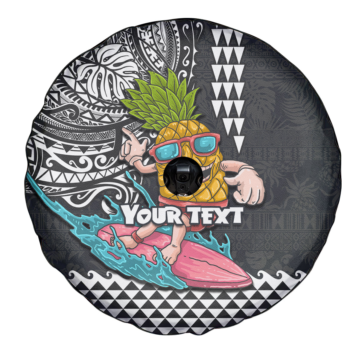 Hawaii Pineapple Surfing Kakau Tribal Personalised Spare Tire Cover LT03 - Polynesian Pride