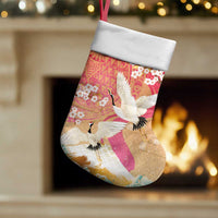 Hawaiian and Japanese Culture Together Christmas Stocking Kakau Art Tattoo with Cranes and Sakura Spring Vibe - Polynesian Pride