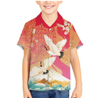 Hawaiian and Japanese Culture Together Family Matching Mermaid Dress and Hawaiian Shirt Kakau Art Tattoo with Cranes and Sakura Spring Vibe - Polynesian Pride
