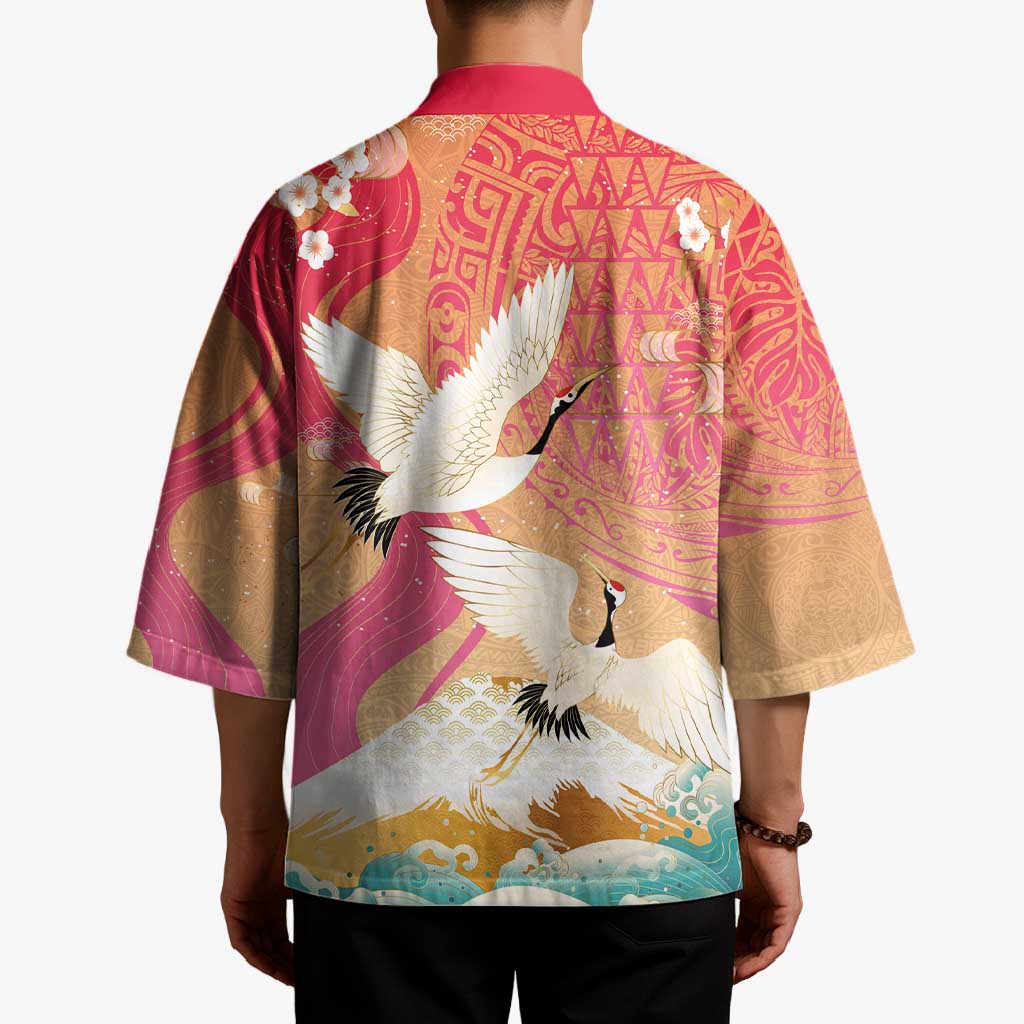 Hawaiian and Japanese Culture Together Kimono Kakau Art Tattoo with Cranes and Sakura Spring Vibe - Polynesian Pride
