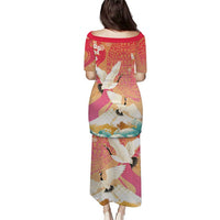 Hawaiian and Japanese Culture Together Puletasi Kakau Art Tattoo with Cranes and Sakura Spring Vibe - Polynesian Pride