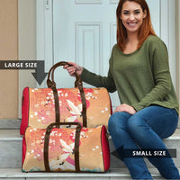Hawaiian and Japanese Culture Together Travel Bag Kakau Art Tattoo with Cranes and Sakura Spring Vibe - Polynesian Pride