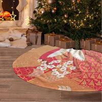 Hawaiian and Japanese Culture Together Tree Skirt Kakau Art Tattoo with Cranes and Sakura Spring Vibe - Polynesian Pride