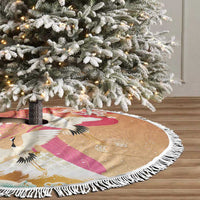 Hawaiian and Japanese Culture Together Tree Skirt Kakau Art Tattoo with Cranes and Sakura Spring Vibe - Polynesian Pride