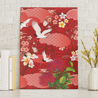 Hawaiian and Japanese Culture Together Canvas Wall Art Red Ohia Lehua Plumeria and Sakura Blooming - Polynesian Pride