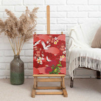 Hawaiian and Japanese Culture Together Canvas Wall Art Red Ohia Lehua Plumeria and Sakura Blooming - Polynesian Pride
