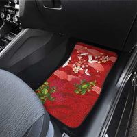 Hawaiian and Japanese Culture Together Car Mats Red Ohia Lehua Plumeria and Sakura Blooming - Polynesian Pride