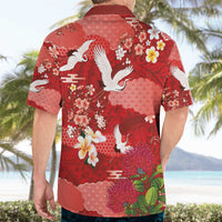 Hawaiian and Japanese Culture Together Hawaiian Shirt Red Ohia Lehua Plumeria and Sakura Blooming - Polynesian Pride