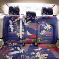 Hawaiian and Japanese Culture Together Back Car Seat Cover Blue Ohia Lehua Plumeria and Sakura Blooming - Polynesian Pride