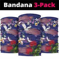 Hawaiian and Japanese Culture Together Neck Gaiter Blue Ohia Lehua Plumeria and Sakura Blooming - Polynesian Pride
