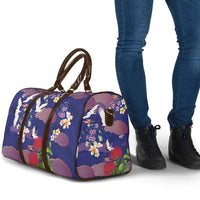 Hawaiian and Japanese Culture Together Travel Bag Blue Ohia Lehua Plumeria and Sakura Blooming - Polynesian Pride