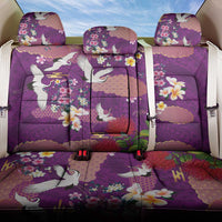 Hawaiian and Japanese Culture Together Back Car Seat Cover Purple Ohia Lehua Plumeria and Sakura Blooming - Polynesian Pride