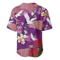 Hawaiian and Japanese Culture Together Baseball Jersey Purple Ohia Lehua Plumeria and Sakura Blooming - Polynesian Pride