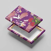 Hawaiian and Japanese Culture Together Canvas Wall Art Purple Ohia Lehua Plumeria and Sakura Blooming - Polynesian Pride