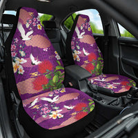 Hawaiian and Japanese Culture Together Car Seat Cover Purple Ohia Lehua Plumeria and Sakura Blooming - Polynesian Pride