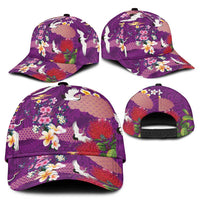 Hawaiian and Japanese Culture Together Classic Cap Purple Ohia Lehua Plumeria and Sakura Blooming - Polynesian Pride