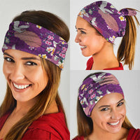 Hawaiian and Japanese Culture Together Neck Gaiter Purple Ohia Lehua Plumeria and Sakura Blooming - Polynesian Pride