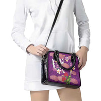 Hawaiian and Japanese Culture Together Shoulder Handbag Purple Ohia Lehua Plumeria and Sakura Blooming - Polynesian Pride