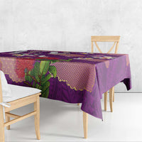 Hawaiian and Japanese Culture Together Tablecloth Purple Ohia Lehua Plumeria and Sakura Blooming - Polynesian Pride