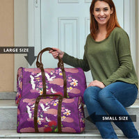 Hawaiian and Japanese Culture Together Travel Bag Purple Ohia Lehua Plumeria and Sakura Blooming - Polynesian Pride