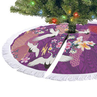 Hawaiian and Japanese Culture Together Tree Skirt Purple Ohia Lehua Plumeria and Sakura Blooming - Polynesian Pride