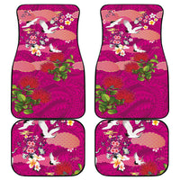 Hawaiian and Japanese Culture Together Car Mats Pink Ohia Lehua Plumeria and Sakura Blooming - Polynesian Pride