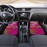 Hawaiian and Japanese Culture Together Car Mats Pink Ohia Lehua Plumeria and Sakura Blooming - Polynesian Pride